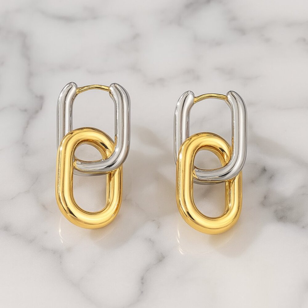 “Sahara” Convertible Waterproof Two Tone Earrings - Picture 2 of 2